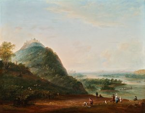 Wijnoogst voor Wenen met uitzicht op Klosterneuburg, de Leopoldsberg, Bisamberg en Korneuburg