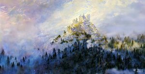 JJM recreëert Friedrich-C-D: Ochtendmist in de bergen (Panorama)