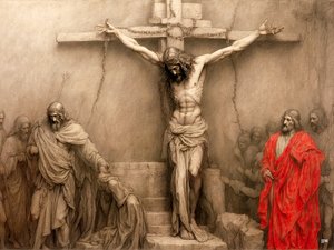 Jezus aan het kruis (03) door Josef Johann Michel
