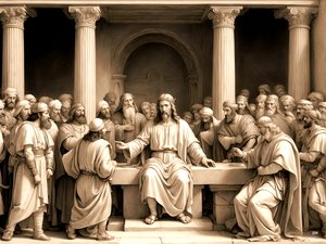 Jezus leert in de tempel
