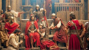 Jezus bespot en geslagen door Romeinse soldaten