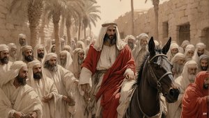 Jezus trekt Jeruzalem binnen door Josef Johann Michel