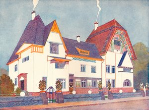 Huis in Darmstadt, ontworpen door Professor Joseph Olbrich door Josef Maria Olbrich
