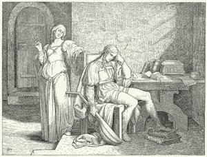 Enzio van Sardinië, buitenechtelijke zoon van de Heilige Roomse Keizer Frederik II, in gevangenschap van de Guelph Lombarden door Josef Mathias (after) Trenkwald
