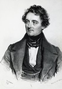 Portret van Johann Nepomuk Eduard Ambrosius Nestroy (Wenen) door Josef Nikolaus Kriehuber