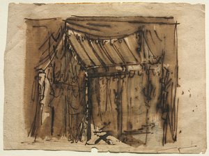 Tent (recto); Twee Schetsen (verso) door Josef Platzer