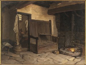 Een Huiselijk Interieur door Josef Wilhelm Wallander