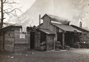 Album "Meine weltkriegs - Erinnerungen South-West Front (Karinthië, Italië, Zuid-Tirol) 31/03/1915-12/11/1918 - Josef Zohles Wenen": militaire barakken in de So door Josef Zohles
