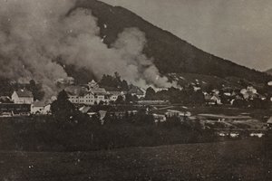 Album "Meine weltkriegs - Erinnerungen South-West Front (Karinthië, Italië, Zuid-Tirol) 31/03/1915-12/11/1918 - Josef Zohles Wien": bombardementen in Tarvisio
