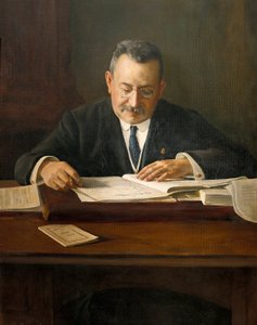 Portret van Enric Prat de la Riba, Catalaanse nationalist politicus door Josep Maria Marquès i Puig