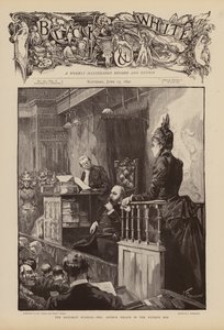 Mevrouw Arthur Wilson getuigt tijdens het proces van het Baccarat-schandaal (gravure)