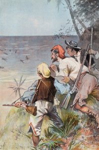 Robinson Crusoe: Binnengevallen door wilden door Joseph (after) Finnemore