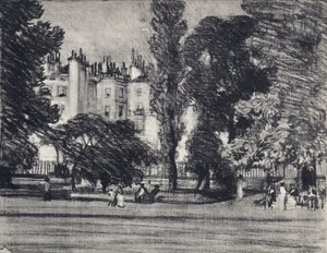 Park Lane, vanaf het park door Joseph (after) Pennell