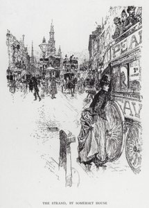 The Strand, bij Somerset House door Joseph (after) Pennell