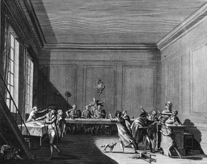 Moord op afgevaardigde Louis Michel Lepeletier, Markies van Saint Fargeau door Joseph (after) Swebach Desfontaines