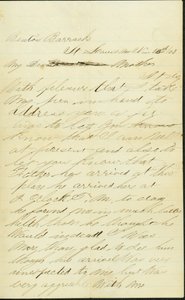 Brief ondertekend Joseph A. Fardell, Benton Barracks, St. Louis, Mo., aan Moeder, 12 november 1863 door Joseph A. Fardell