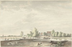 Het veerhuis aan de Lek bij Schoonhoven