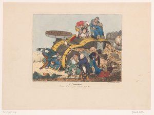 Gekantelde hooiwagen met passagiers Pauvre bi bi!! j
