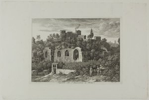 Aquaduct onder het klooster van St. Bonaventura in Rome, plaat tien uit Die Römische Ansichten door Joseph Anton Koch
