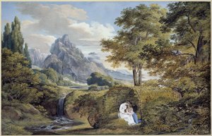 Arcadisch landschap door Joseph Anton Koch