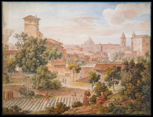 Gezicht vanaf het klooster S. Isidoro op de Sint-Pieter in Rome door Joseph Anton Koch