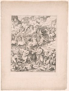 Dante steekt de stroom van bloed van de tirannen en moordenaars over op de rug van Nessus de centaur door Joseph Anton Koch