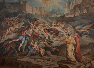 Dante en Vergilius in de tweede cirkel van de hel