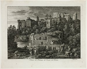 Ruïnes van het Paleis van de Caesars in Rome, plaat acht uit Die Römische Ansichten door Joseph Anton Koch