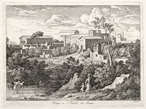 Zicht op San Vitale, Rome, ca. 1810 door Joseph Anton Koch