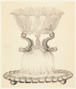 Ontwerp voor een zilveren en kristallen compote