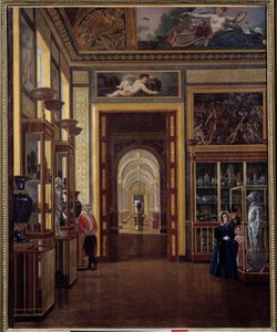 De juwelensalon in het Louvre en de zalen van Charles X door Joseph Auguste