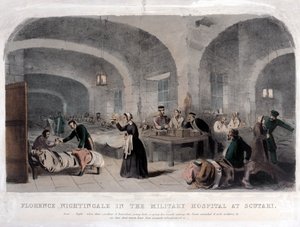 Florence Nightingale (1820-1910) in het militair hospitaal in Scutari tijdens de Krimoorlog, 1856