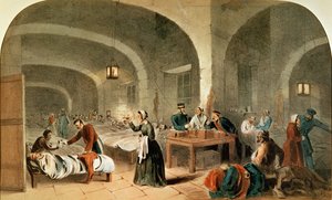 Schets van een zaal in het ziekenhuis van Scutari, c.1856 door Joseph Austin Benwell