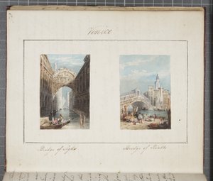 Venetië, geplakt in Thomas Moodys Journal of a tour through Switzerland and Italy, 1822