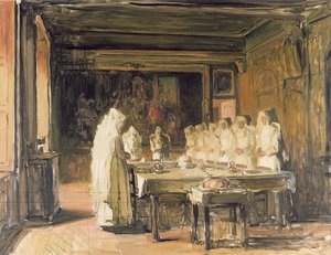 De Zusters van het Hospice de Beaune Zeggen Genade, eind 19e eeuw door Joseph Bail