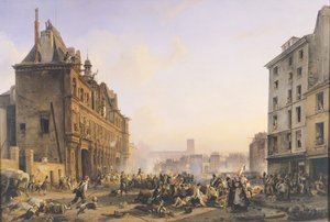 Aanval op het stadhuis, 28 juli 1830 door Joseph Beaume