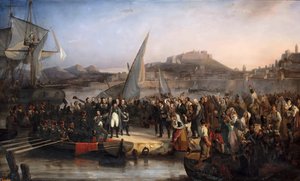 Napoleon verlaat het eiland Elba op 26 februari 1815 door Joseph Beaume