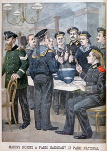 Russische mariniers eten paiki in Parijs, 1900