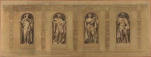 Schets voor de Saint-Paul-Saint-Louis kerk: Robert de Vrome. Clovis. Saint Louis. Karel de Grote, tussen 1873 en 1875 door Joseph Blanc