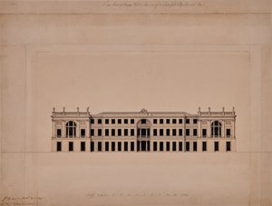 Oostelijke voorzijde van Langley Hall in Kent door Joseph Bonomi