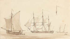 Schoener, Korvet en Vissersboot door Joseph Cartwright
