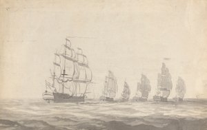 Zes slagschepen die in zware zeeën wenden door Joseph Cartwright
