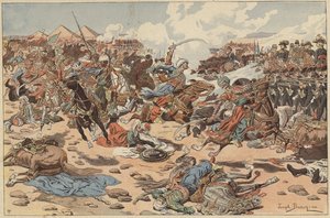Slag bij de piramides, Egypte, Franse revolutionaire oorlogen, 21 juli 1798 door Joseph Charles (after) Beuzon