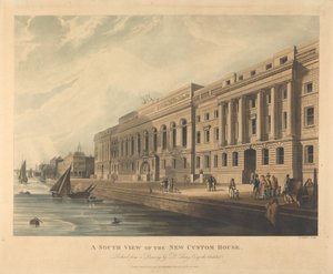 Een zuidelijk uitzicht op het nieuwe douanehuis door Joseph Constantine Stadler