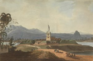 Zuidoostelijk uitzicht op Fort Marlborough, Benkulen, Sumatra, 1799