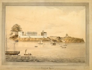 Uitzicht op Bance Island, Sierra Leone, Afrika, ca. 1805 door Joseph Corry