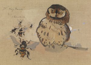 Uil en bijen door Joseph Crawhall