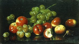 Stilleven met sierappels en druiven