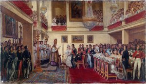 Het huwelijk van koning Leopold I met de prinses van Orléans, tussen 1833 en 1837 door Joseph Desire Court