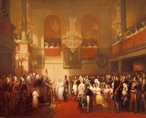 Huwelijk van Leopold I (1790-1865) met Prinses Louise van Orléans (1812-50) in Compiègne, 9 april 1832 door Joseph Desire Court